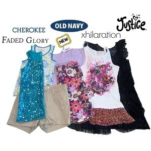 7-pc Summer Bundle Tank Tops Shorts Dress Swim Cover-up Justice Old Navy Girl 10